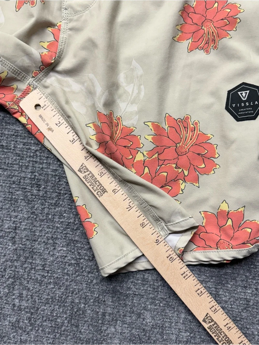 Vissla Board Shorts Mens 32 Gray Surf Beach Drawstring Floral Swim Trunks